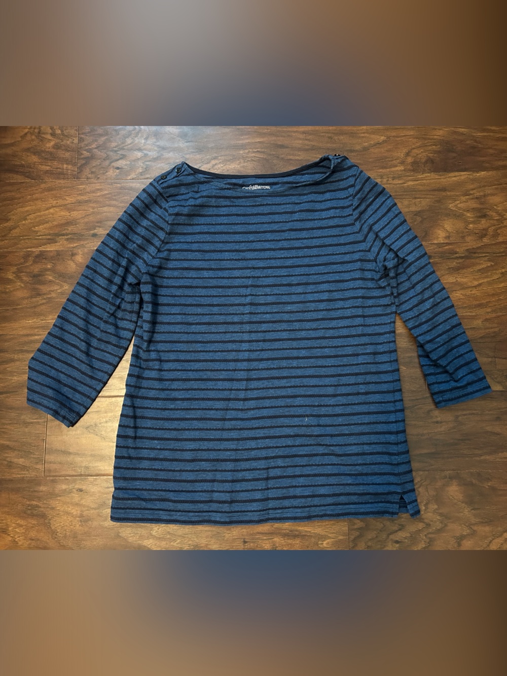 Striped Navy and Black 3/4 Length-Sleeve Women’s Shirt